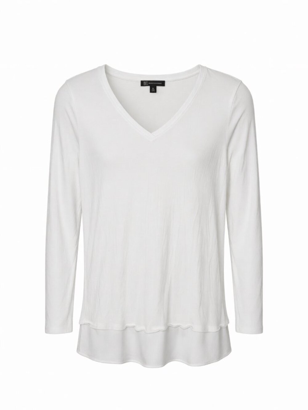INC International Concepts Women's INC White V-Neck Long Sleeve Top M